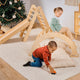 4in1 Montessori Klettergerüst Set: Kletterdreieck mit Rutsche, Kletterbogen mit Kissen, für Kinder 1-7 Jahre – Beige