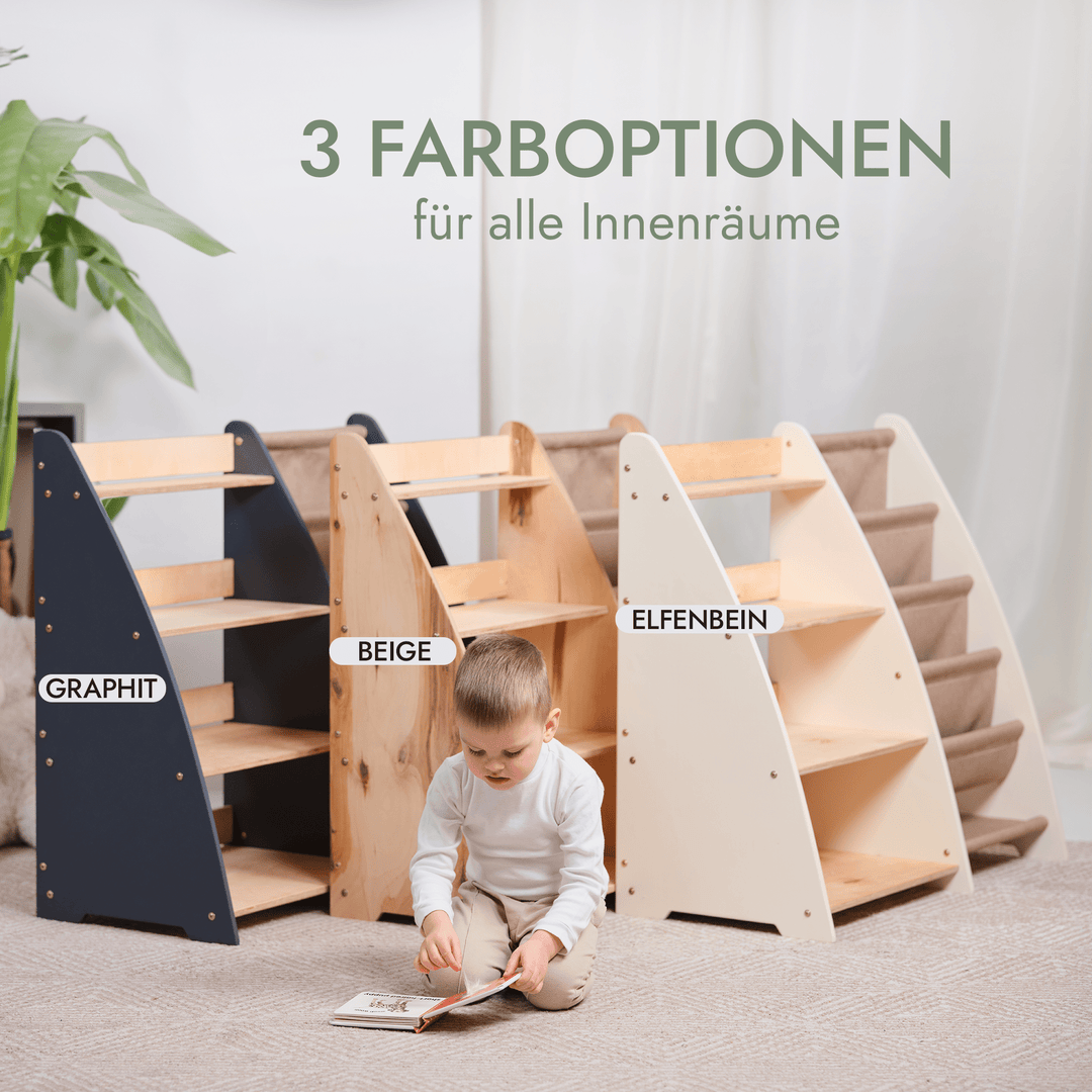 2in1 Montessori - Regal für Kleinkinder – Bücher & Spielzeug - Goodevas Schweiz
