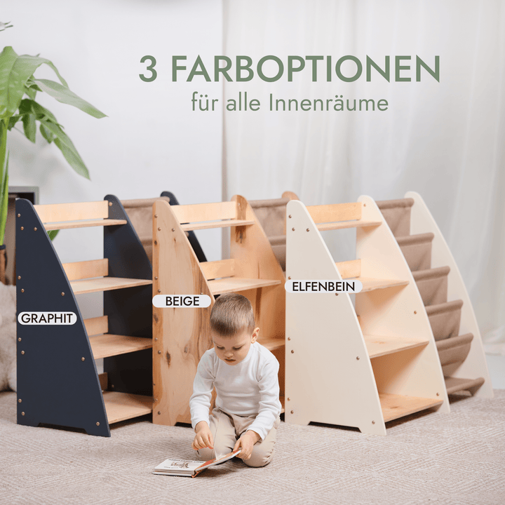 2in1 Montessori - Regal für Kleinkinder – Bücher & Spielzeug - Goodevas Schweiz