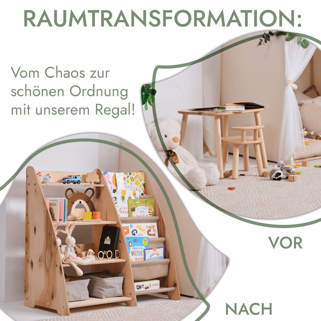 2in1 Montessori - Regal für Kleinkinder – Bücher & Spielzeug - Goodevas Schweiz