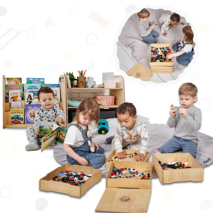 Aufbewahrungs und Sortierbox aus Holz für LEGO