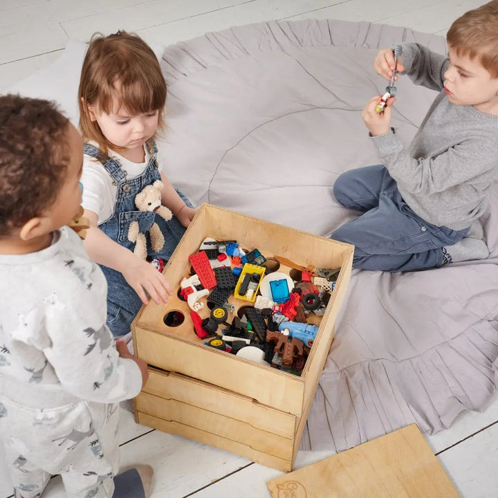 Aufbewahrungs und Sortierbox aus Holz für LEGO