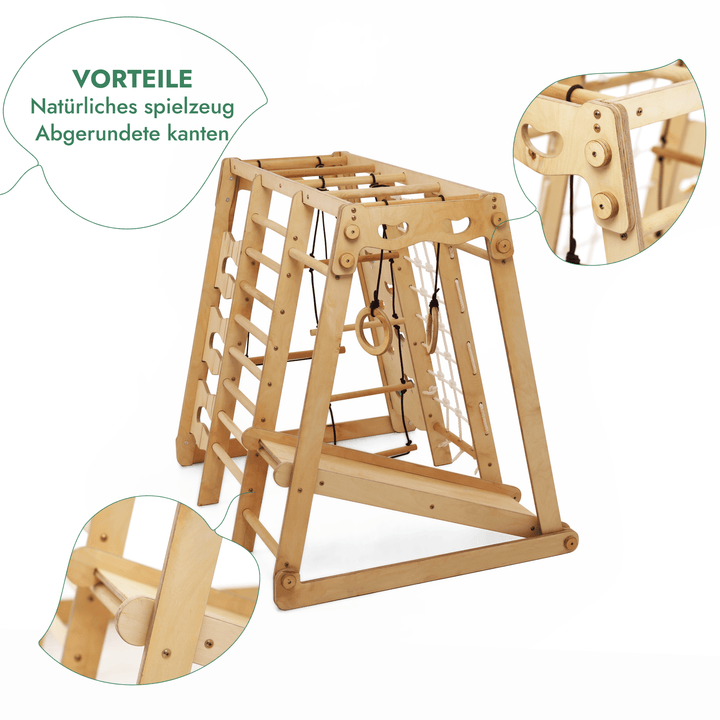 6in1 Indoor - Spielplatz aus Holz für Kinder – Schaukel, Rutsche, Seil und Treppe - Goodevas Schweiz