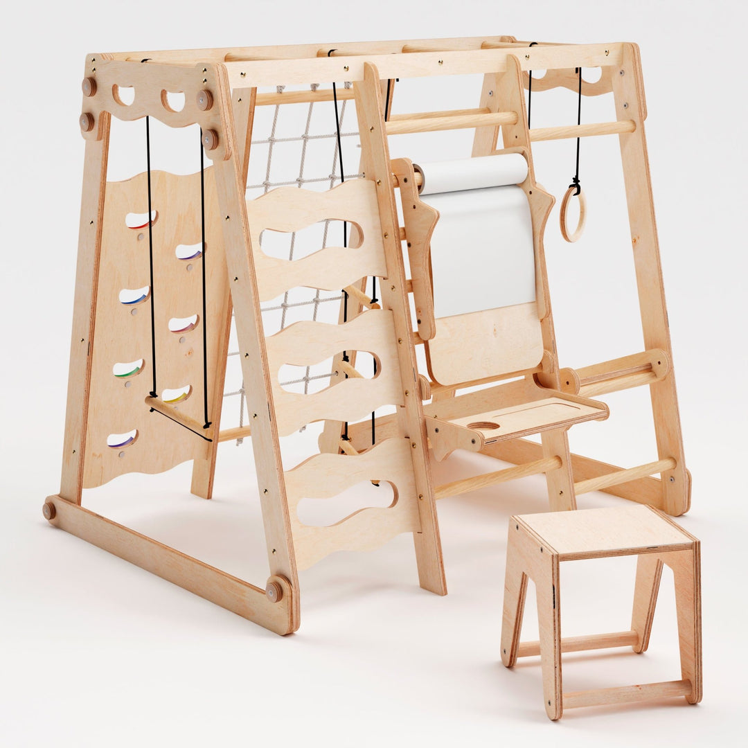 6in1 Indoor - Spielplatz aus Holz für Kinder – Schaukel, Rutsche, Seil und Treppe - Goodevas Schweiz
