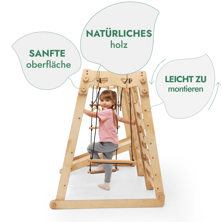 6in1 Indoor - Spielplatz aus Holz für Kinder – Schaukel, Rutsche, Seil und Treppe - Goodevas Schweiz