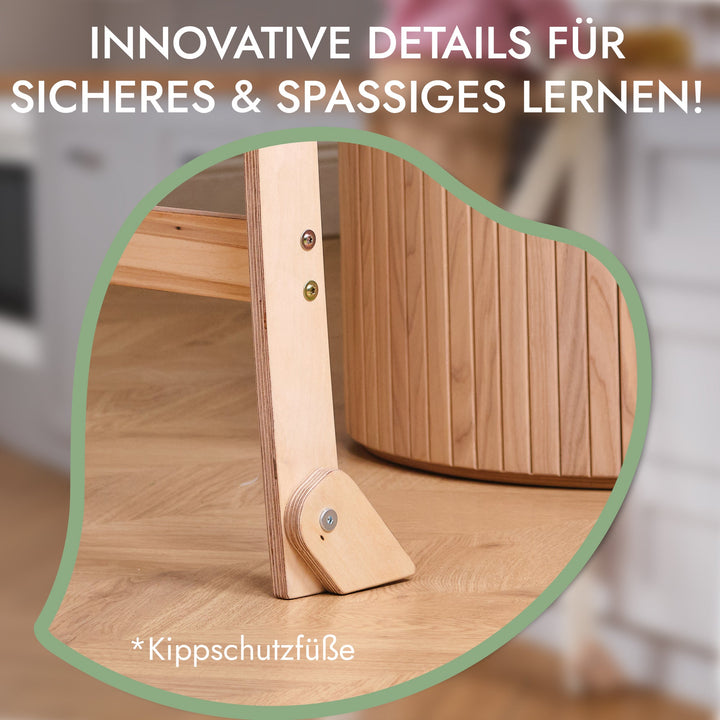 Holz Lernleiter Montessori: Hocker für Kinder - Beige