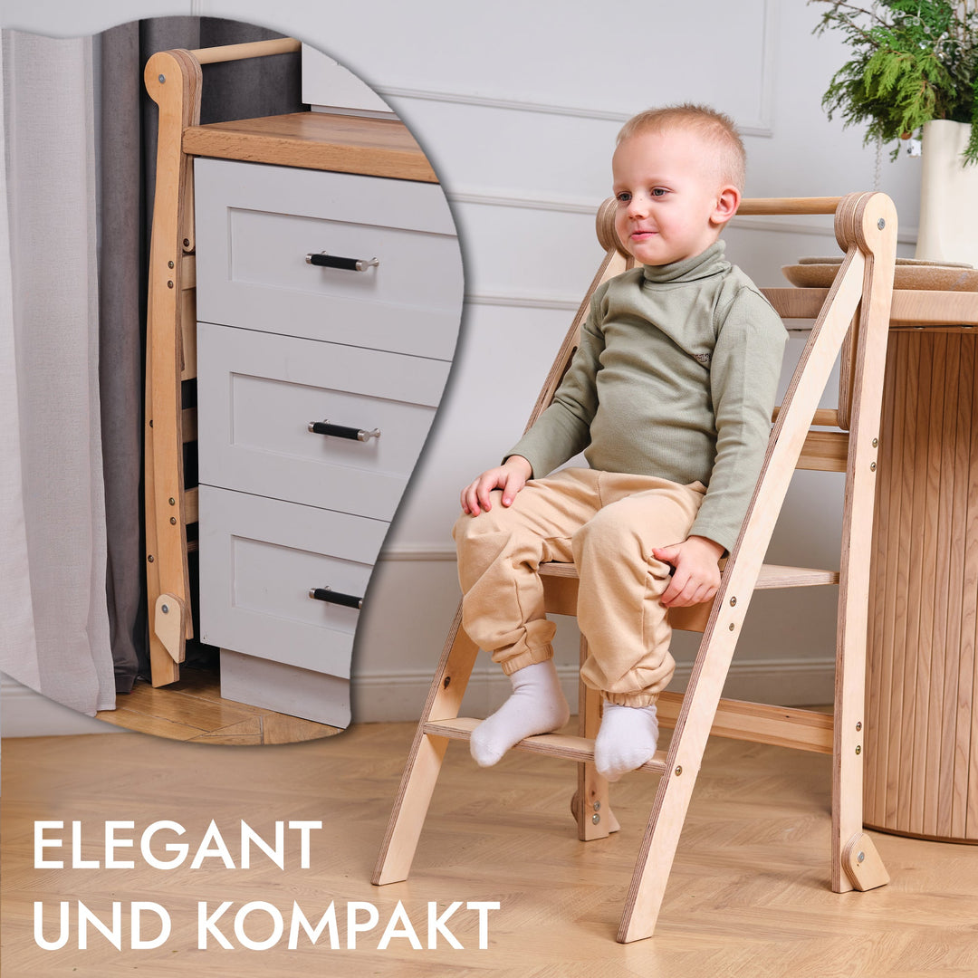 Holz Lernleiter Montessori: Hocker für Kinder - Beige