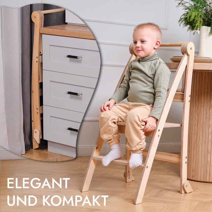 Holz Lernleiter Montessori: Hocker für Kinder - Beige