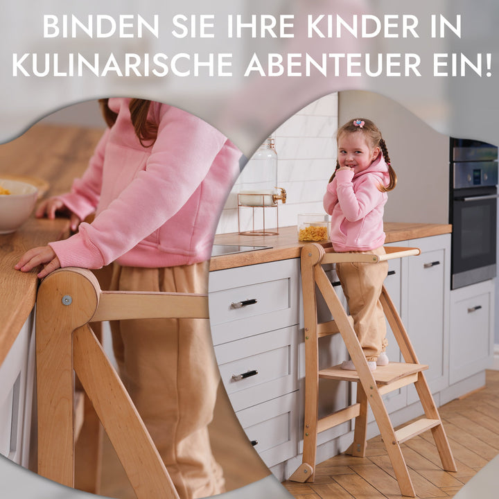 Holz Lernleiter Montessori: Hocker für Kinder - Beige