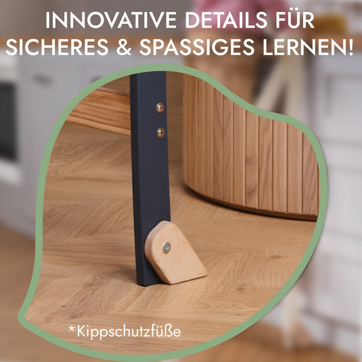 Holz Lernleiter Montessori: Hocker für Kinder - Graphit