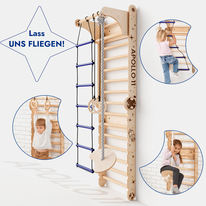 Apollo Schwedische Wand / Kletterleiter für kleine Astronauten + Mondschaukel - Set + Rutschbrett - Goodevas Schweiz