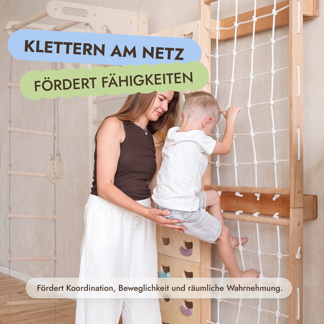 Erweiterung für Sprossenwand: Kletterwand & Netz - Goodevas Schweiz