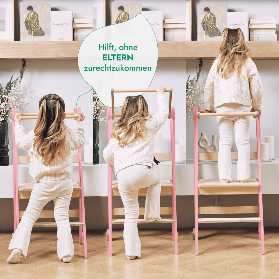 Helper Tower: Multifunktionaler, klappbarer Lernturm für Kinder – Rosa - Goodevas Schweiz