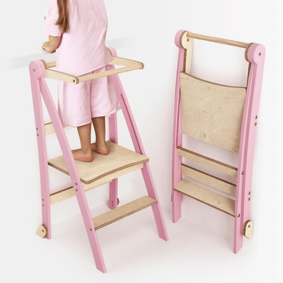 Helper Tower: Multifunktionaler, klappbarer Lernturm für Kinder – Rosa