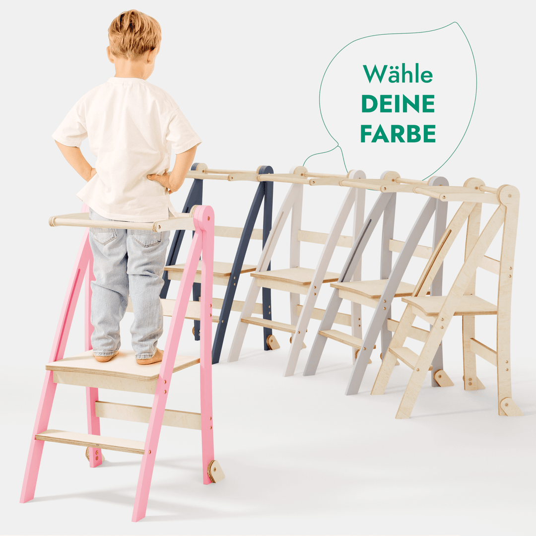 Helper Tower: Multifunktionaler, klappbarer Lernturm für Kinder – Rosa - Goodevas Schweiz