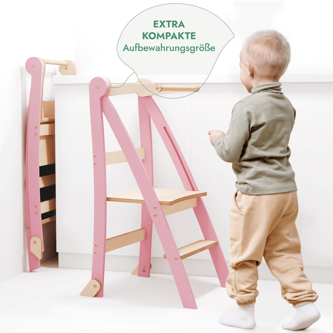 Helper Tower: Multifunktionaler, klappbarer Lernturm für Kinder – Rosa - Goodevas Schweiz