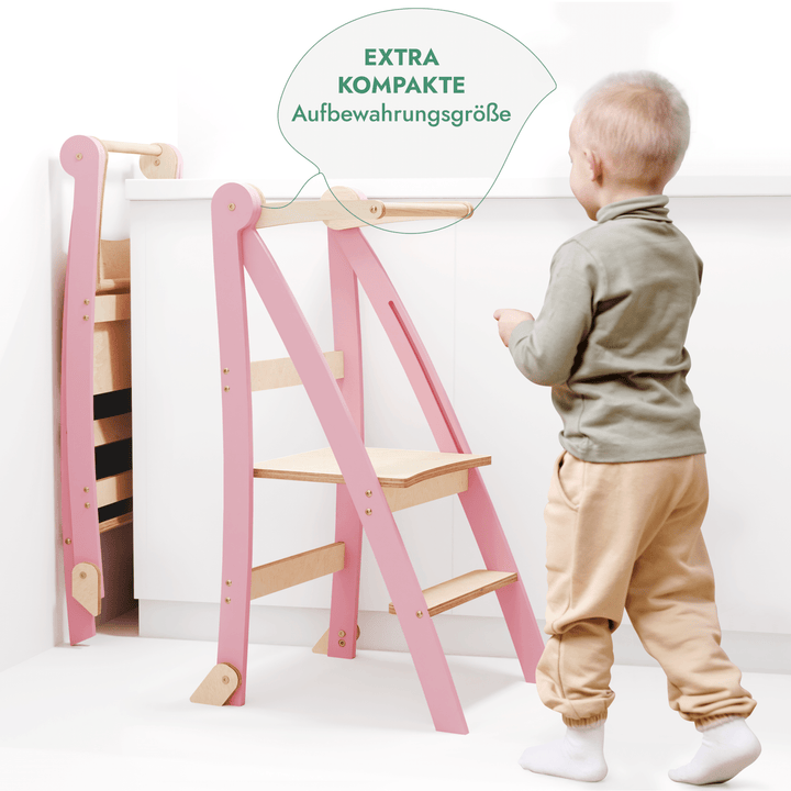 Helper Tower: Multifunktionaler, klappbarer Lernturm für Kinder – Rosa - Goodevas Schweiz
