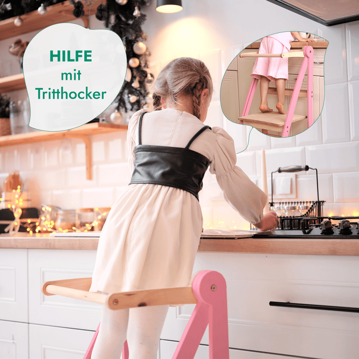 Helper Tower: Multifunktionaler, klappbarer Lernturm für Kinder – Rosa - Goodevas Schweiz