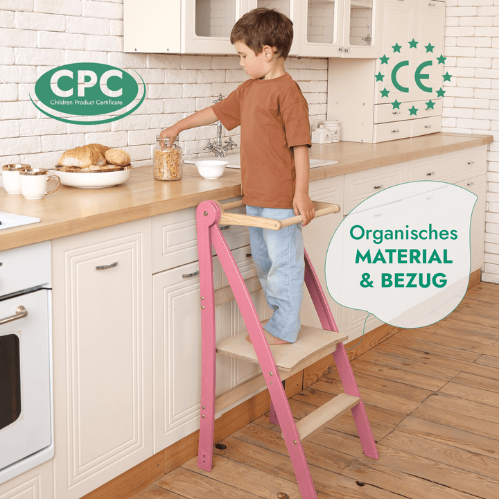 Helper Tower: Multifunktionaler, klappbarer Lernturm für Kinder – Rosa - Goodevas Schweiz