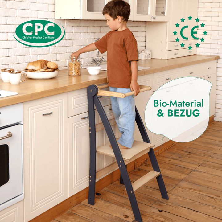Holz Lernleiter Montessori: Hocker für Kinder - Beige - Goodevas Schweiz