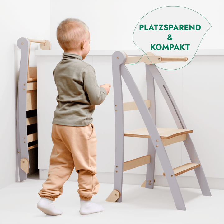 Holz Lernleiter Montessori: Hocker für Kinder - Beige - Goodevas Schweiz