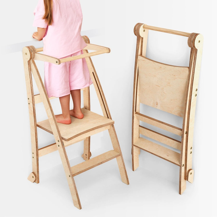 Holz Lernleiter Montessori: Hocker für Kinder - Beige - Goodevas Schweiz