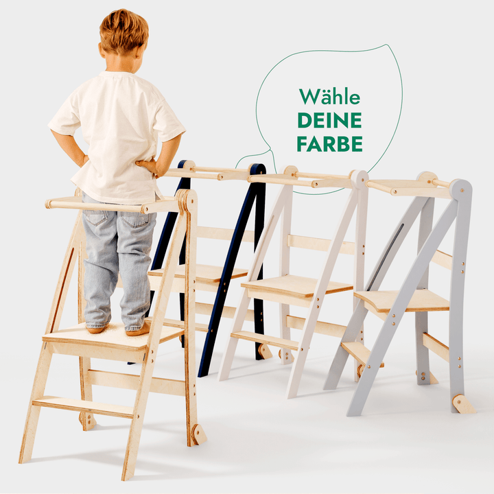 Holz Lernleiter Montessori: Hocker für Kinder - Beige - Goodevas Schweiz