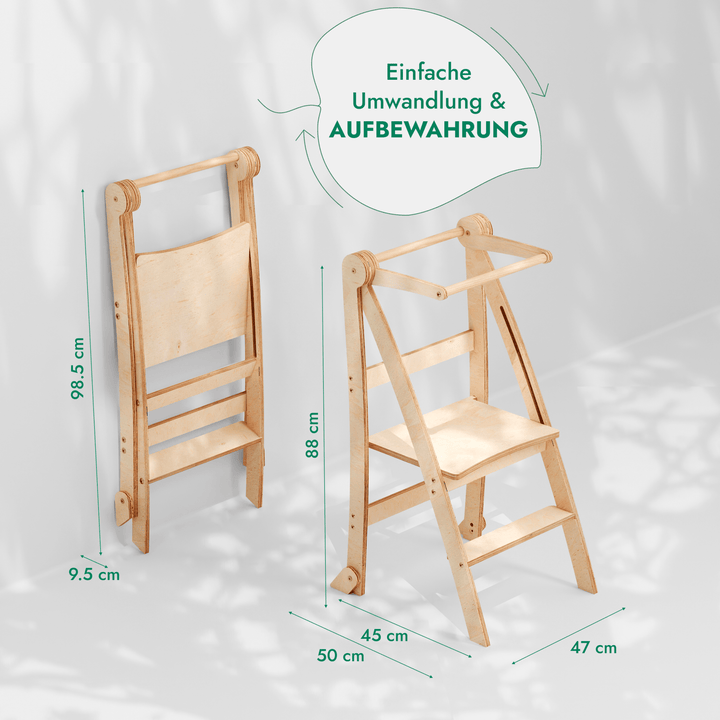 Holz Lernleiter Montessori: Hocker für Kinder - Beige - Goodevas Schweiz