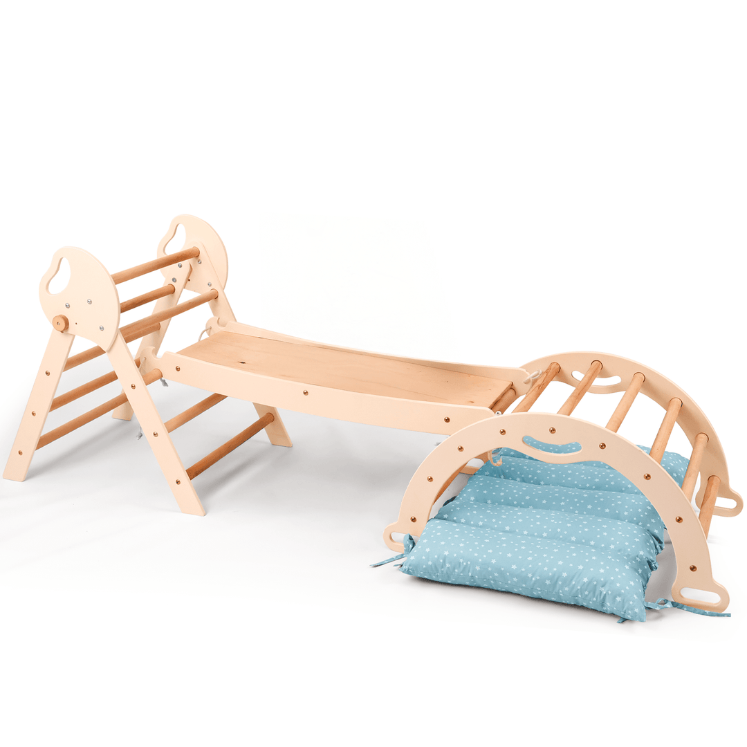 Montessori 4in1 Kletterdreieck für Babys: Pikler - Dreieck, Kletterbogen, Rutschbrett und Kissen für Kleinkinder (1–3 Jahre) - Goodevas Schweiz