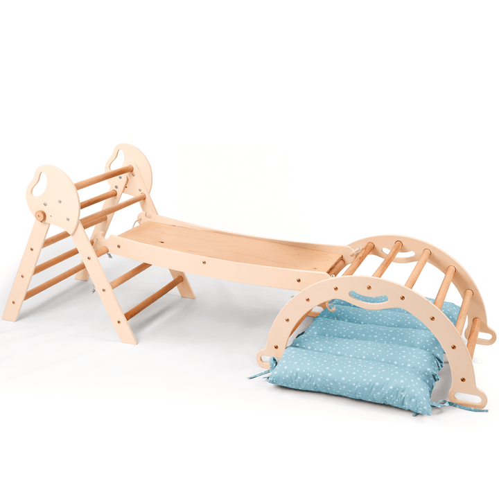 Montessori 4in1 Kletterdreieck für Babys: Pikler - Dreieck, Kletterbogen, Rutschbrett und Kissen für Kleinkinder (1–3 Jahre) - Goodevas Schweiz