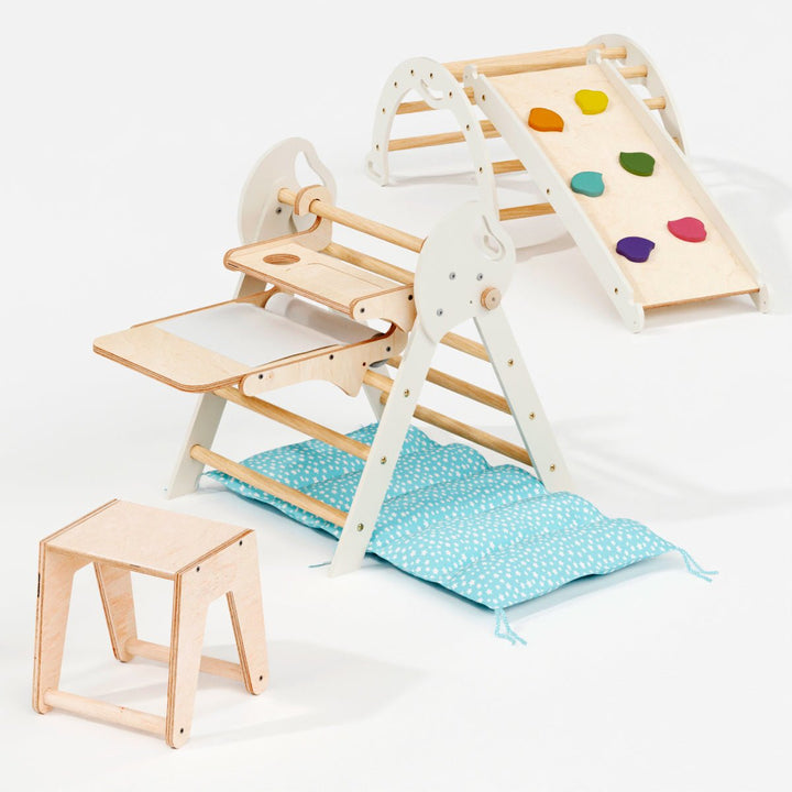 Montessori 4in1 Kletterdreieck für Babys: Pikler - Dreieck, Kletterbogen, Rutschbrett und Kissen für Kleinkinder (1–3 Jahre) - Goodevas Schweiz