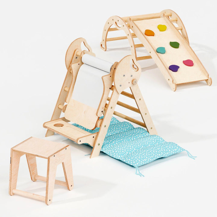 Montessori 4in1 Kletterdreieck für Babys: Pikler - Dreieck, Kletterbogen, Rutschbrett und Kissen für Kleinkinder (1–3 Jahre) - Goodevas Schweiz