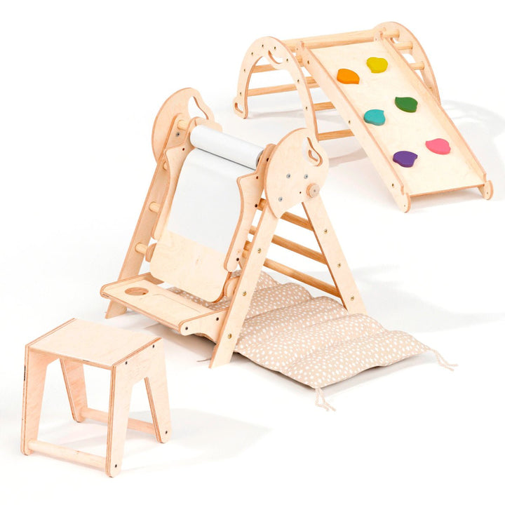 Montessori 4in1 Kletterdreieck für Babys: Pikler - Dreieck, Kletterbogen, Rutschbrett und Kissen für Kleinkinder (1–3 Jahre) - Goodevas Schweiz