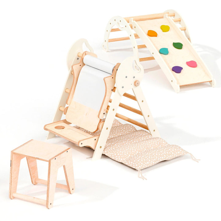 Montessori 4in1 Kletterdreieck für Babys: Pikler - Dreieck, Kletterbogen, Rutschbrett und Kissen für Kleinkinder (1–3 Jahre) - Goodevas Schweiz