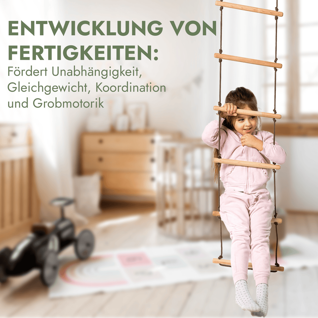 Set aus drei Schaukeln: Scheibe + Ringe + Strickleiter - Goodevas Schweiz