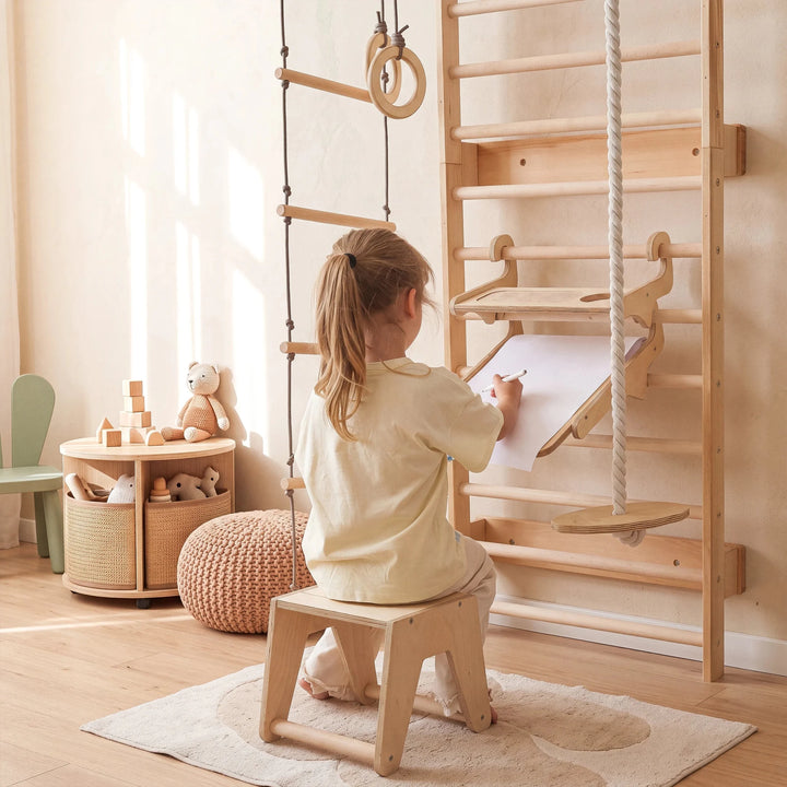 Staffelei mit Kinderstuhl – Perfekt für Indoor Klettergerüst - Goodevas Schweiz